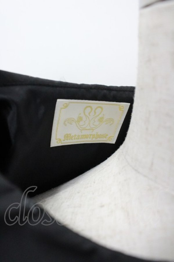 画像2: metamorphose / 無地ラッセルレースつき丸襟ケープ  黒 I-26-02-23-002-ME-JA-SA-ZI (2)