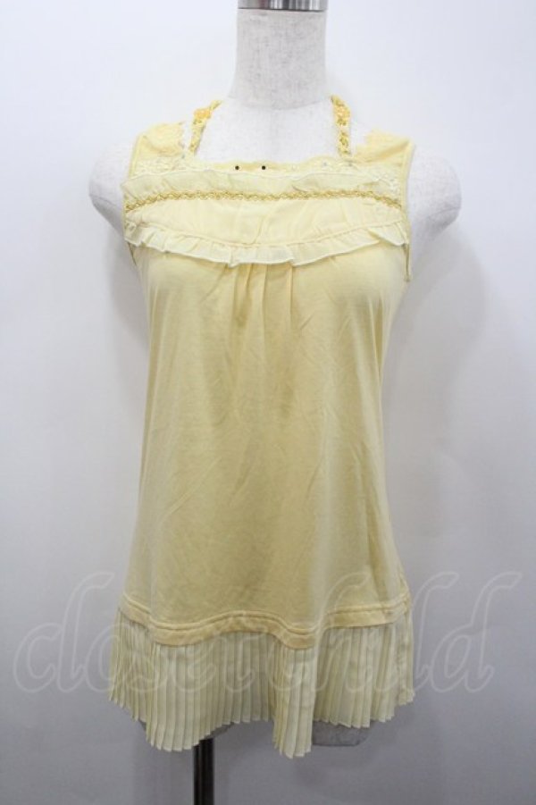 画像1: axes femme / 裾プリーツガーデンホルタータンクトップ  イエロー I-26-02-23-018-AX-TO-SA-ZI (1)