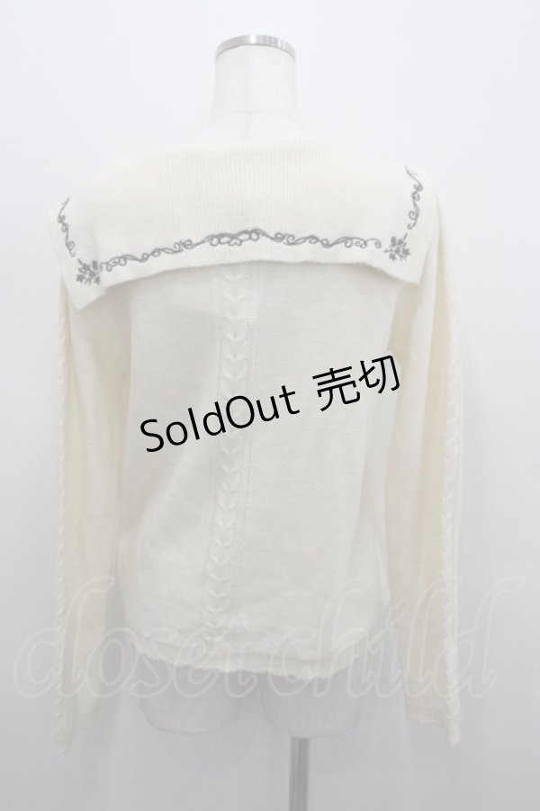 画像3: axes femme POETIQUE / 刺繍入りセーラー襟ニットプルオーバー  アイボリーＸブラウン I-26-02-23-020-AX-TO-SA-ZI (3)