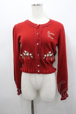 画像: axes femme kawaii / いちごニットカーディガン M 赤 I-26-02-23-021-AX-TO-SA-ZI