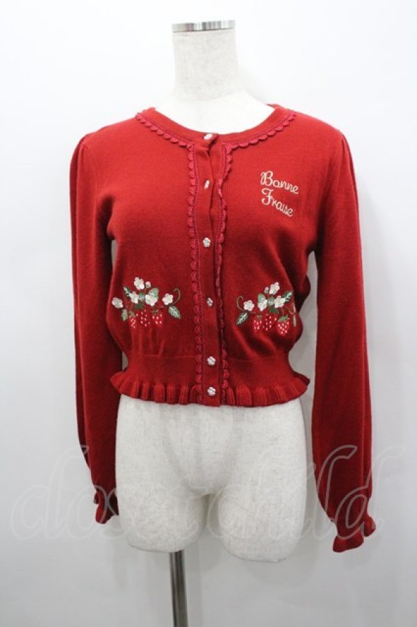 画像1: axes femme kawaii / いちごニットカーディガン M 赤 I-26-02-23-021-AX-TO-SA-ZI (1)