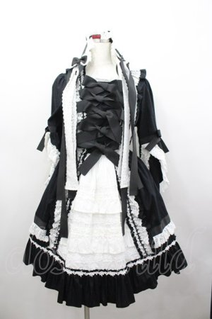 画像: BABY,THE STARS SHINE BRIGHT / ローブ・ア・ラ・フランセーズワンピース&ヘッドドレスセット  黒×白 I-26-02-23-031-BA-ZA-TE-ZI