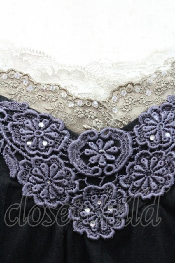 画像3: axes femme / Vレースキャミソール  黒Ｘパープル I-26-02-25-003-AX-TO-SA-ZI (3)