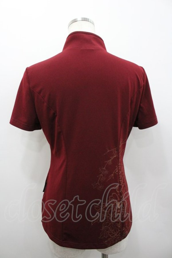 画像3: Ozz oneste / ハイネックチャイナボタン半袖トップス  ボルドー I-26-02-25-032-OO-TO-SA-ZI (3)