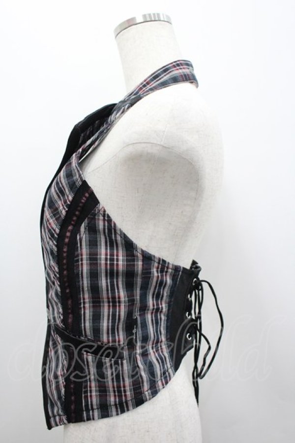 画像2: Ozz Croce / フロントZIPチェックベスト  黒チェック I-26-02-25-034-OO-TO-SA-ZI (2)
