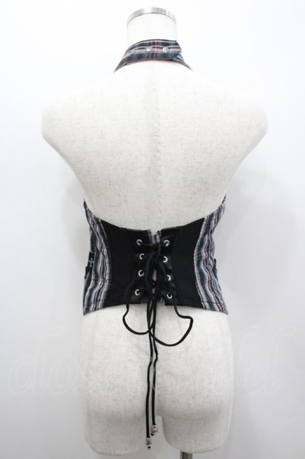 画像3: Ozz Croce / フロントZIPチェックベスト  黒チェック I-26-02-25-034-OO-TO-SA-ZI (3)