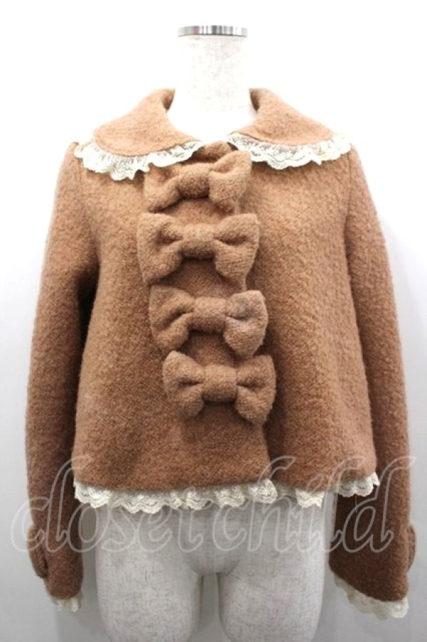 画像1: BABY,THE STARS SHINE BRIGHT / Teddy Ribbonジャケット  ブラウンＸ白 I-26-02-25-036-BA-JA-SA-ZI (1)