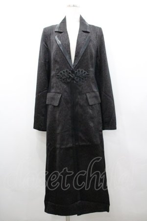 画像: Qutie Frash / レオパードチャイナデザインロングジャケット  黒Ｘブラウン I-26-02-25-040-QU-OP-SA-ZI