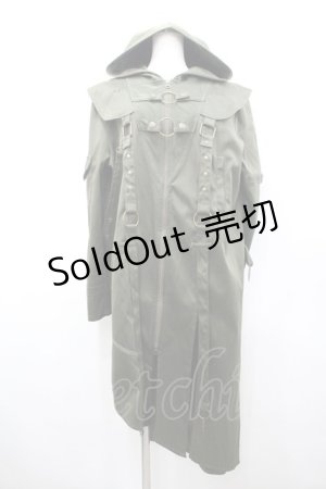 画像: Ozz conte / フードベルトロングジャケット  カーキ I-26-02-25-042-OO-JA-SA-ZI