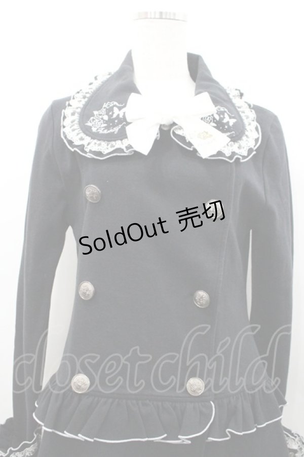 画像2: PUTUMAYO / 蝶ローズ刺繍長袖コート  黒Ｘ白 I-26-02-25-043-PT-OP-SA-ZI (2)