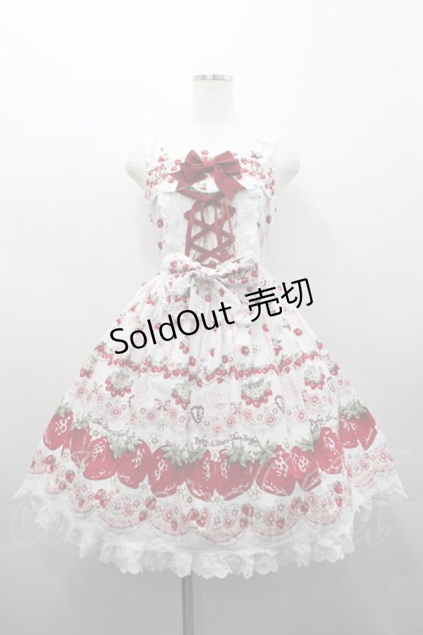 画像1: BABY,THE STARS SHINE BRIGHT / Juicy Strawberry MemoryジャンパースカートI  白 I-26-02-25-048-BA-OP-SA-ZI (1)