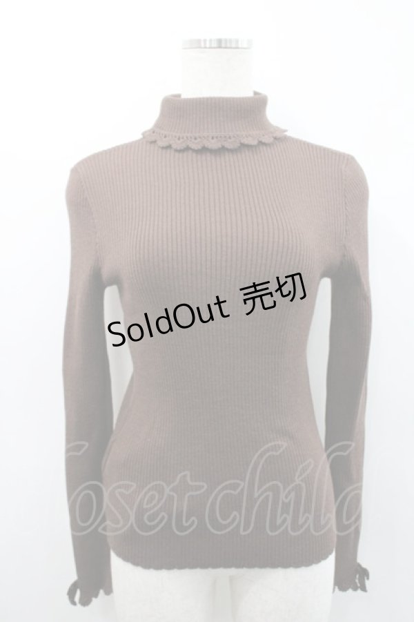 画像1: Emily Temple cute / レースフリルタートルニット  ブラウン I-26-02-25-006-ET-TO-SA-ZI (1)