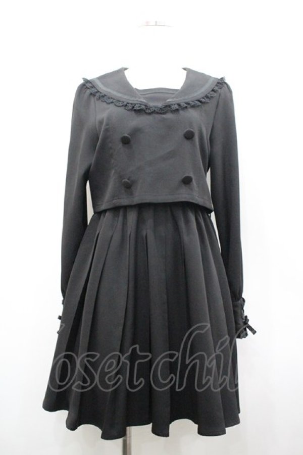 画像1: DearMyLove / ドッキングセーラーワンピース  黒 I-26-02-25-063-EL-OP-SA-ZI (1)