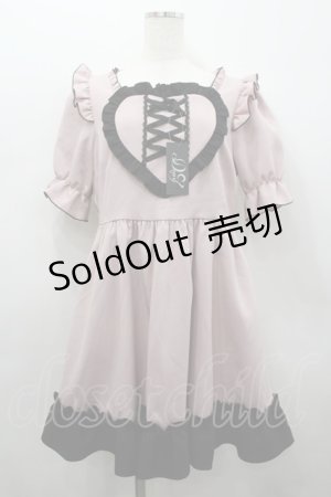 画像: DearMyLove / ハートレースアップフリルワンピース LL ピンク×クロ I-26-02-25-064-EL-OP-IG-ZI