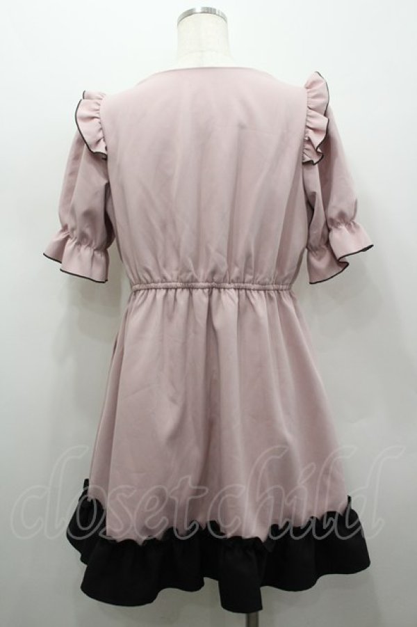 画像3: DearMyLove / ハートレースアップフリルワンピース LL ピンク×クロ I-26-02-25-064-EL-OP-IG-ZI (3)