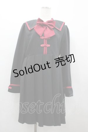 画像: Dear My Love / チャイナ学園ワンピース 3L クロ×アカ I-26-02-25-066-EL-OP-IG-ZI