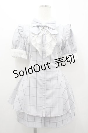 画像: Secret Honey / アクセサリーリボン付半袖セットアップ  グレーチェック I-26-02-25-073-CA-OP-SA-ZI