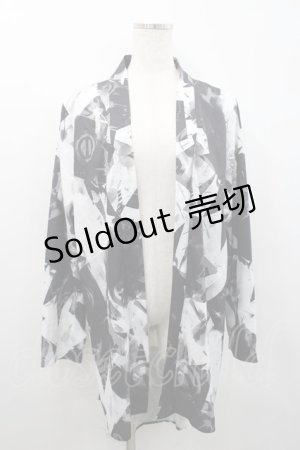 画像: NieR Clothing / 総柄カーディガン  黒ｘ白 I-26-02-25-008-PU-TO-SA-ZI