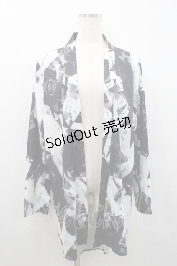 画像1: NieR Clothing / 総柄カーディガン  黒ｘ白 I-26-02-25-008-PU-TO-SA-ZI (1)