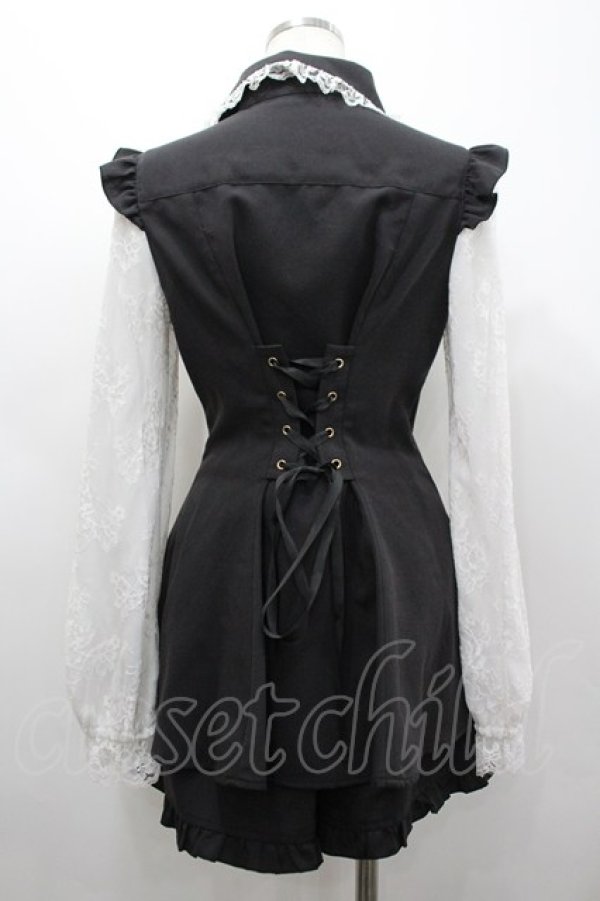 画像2: Secret Honey / レース袖ブラウス&ショートパンツセットアップ  黒Ｘ白 I-26-02-25-074-CA-OP-SA-ZI (2)