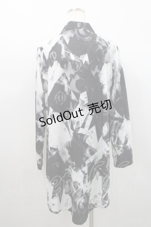 画像2: NieR Clothing / 総柄カーディガン  黒ｘ白 I-26-02-25-008-PU-TO-SA-ZI (2)