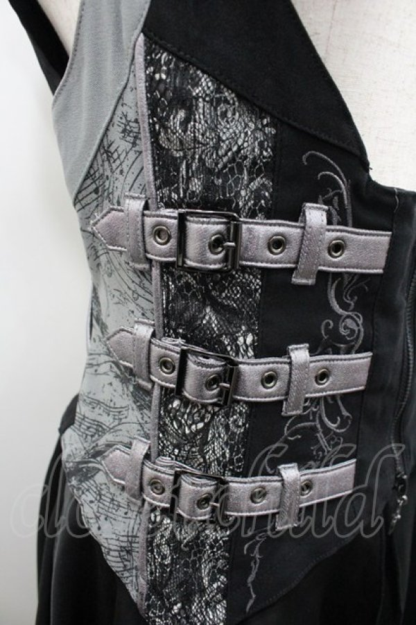 画像4: Ozz Croce / サイドベルトデザインロングベスト  黒Ｘシルバー I-26-02-25-076-OO-PA-SA-ZI (4)