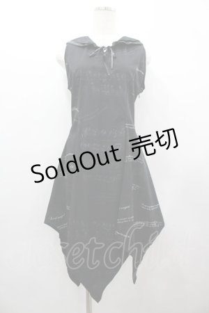 画像: h.naoto Blood / セーラー襟イレヘムノースリーブワンピース  黒 I-26-02-25-078-HN-OP-TE-ZI