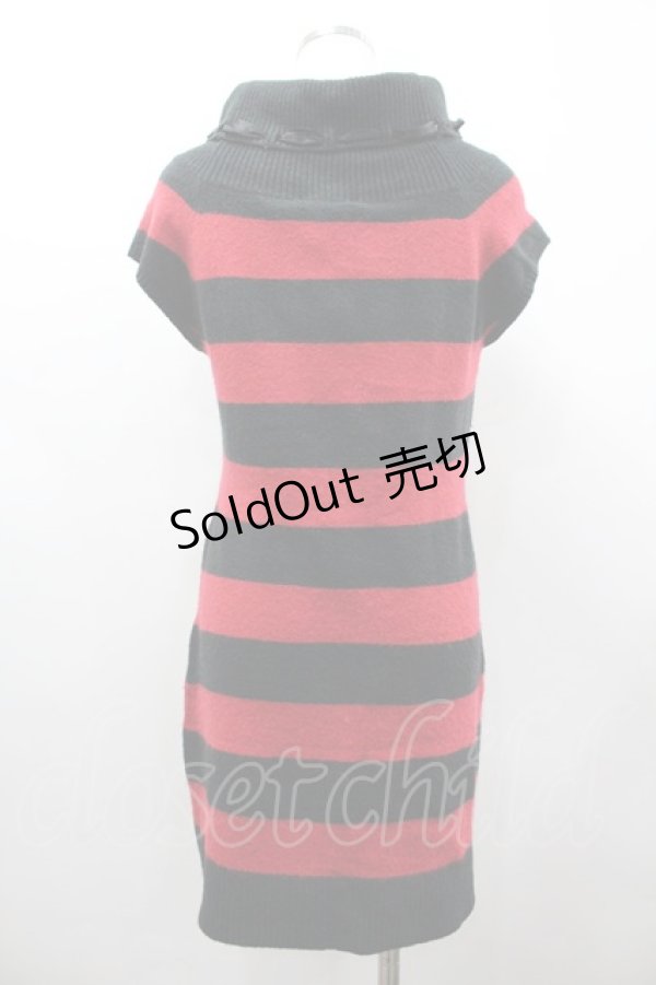 画像2: PUTUMAYO / クラウンプリントボーダーノースリーブニットワンピース  赤Ｘ黒 I-26-02-25-079-PT-OP-SA-ZI (2)