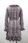 画像2: PINK HOUSE / チェックフリル長袖ワンピース  パープルＸチェック I-26-02-25-080-LO-OP-SA-ZI (2)