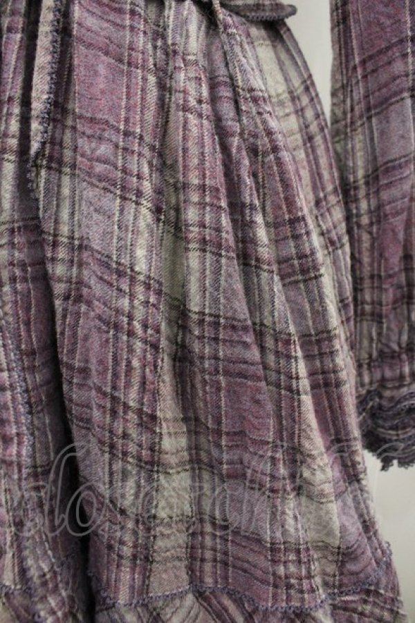 画像3: PINK HOUSE / チェックフリル長袖ワンピース  パープルＸチェック I-26-02-25-080-LO-OP-SA-ZI (3)