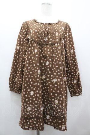 画像: PINK HOUSE / オールドローズ総柄長袖チュニックワンピース  ブラウン I-26-02-25-081-LO-OP-SA-ZI