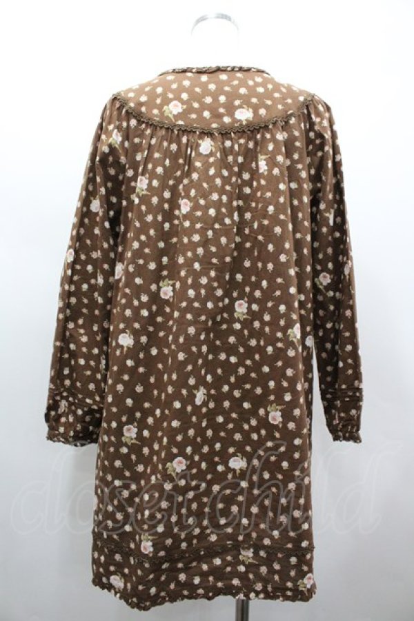 画像2: PINK HOUSE / オールドローズ総柄長袖チュニックワンピース  ブラウン I-26-02-25-081-LO-OP-SA-ZI (2)