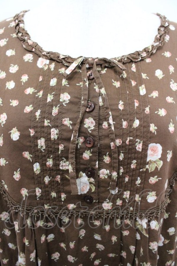 画像3: PINK HOUSE / オールドローズ総柄長袖チュニックワンピース  ブラウン I-26-02-25-081-LO-OP-SA-ZI (3)