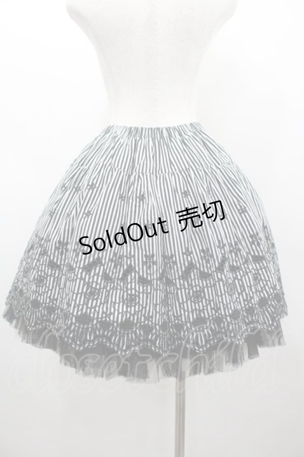 画像2: BPN / カットワークストライプスカート  黒Ｘ白 I-26-02-25-086-GO-SK-SA-ZI (2)