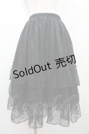 画像: ATELIER PIERROT / Ruffle Chiffon Skirt-Lace-  黒 I-26-02-25-089-EL-SK-SA-ZI