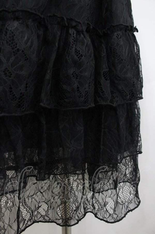画像3: ATELIER PIERROT / Ruffle Chiffon Skirt-Lace-  黒 I-26-02-25-089-EL-SK-SA-ZI (3)