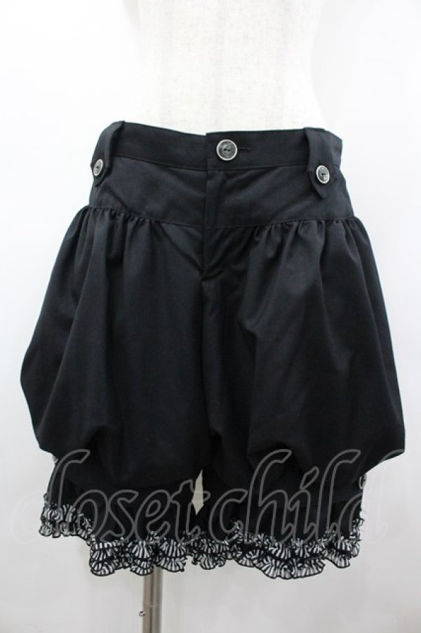 画像1: BPN / 裾ストライプフリルハーフパンツ M 黒Ｘ白 I-26-02-25-092-GO-PA-SA-ZI (1)