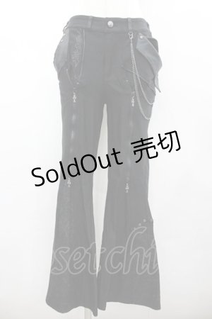 画像: Ozz Croce / チェーン付きパンツ  黒Ｘシルバー I-26-02-25-093-OO-PA-SA-ZI