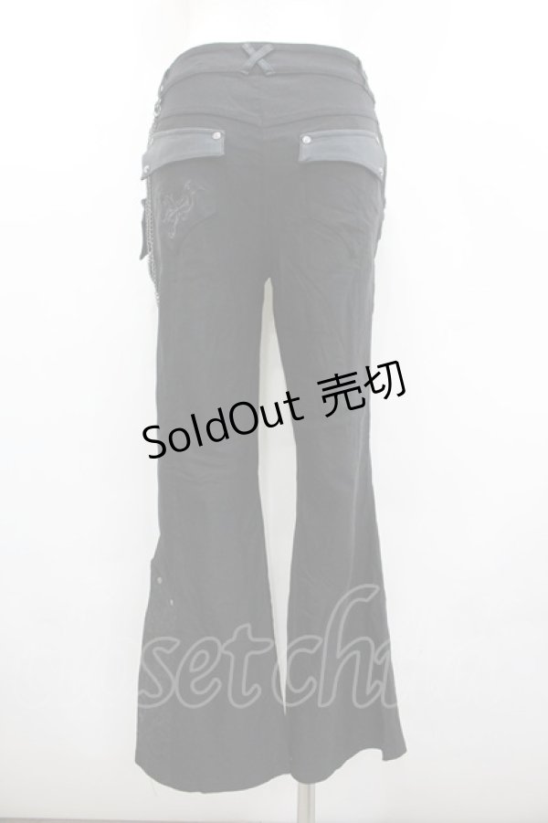 画像2: Ozz Croce / チェーン付きパンツ  黒Ｘシルバー I-26-02-25-093-OO-PA-SA-ZI (2)