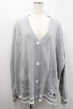 画像: NieR Clothing / NIIERちゃん刺繍ニットカーディガン  グレーＸ白 I-26-02-25-010-PU-TO-SA-ZI