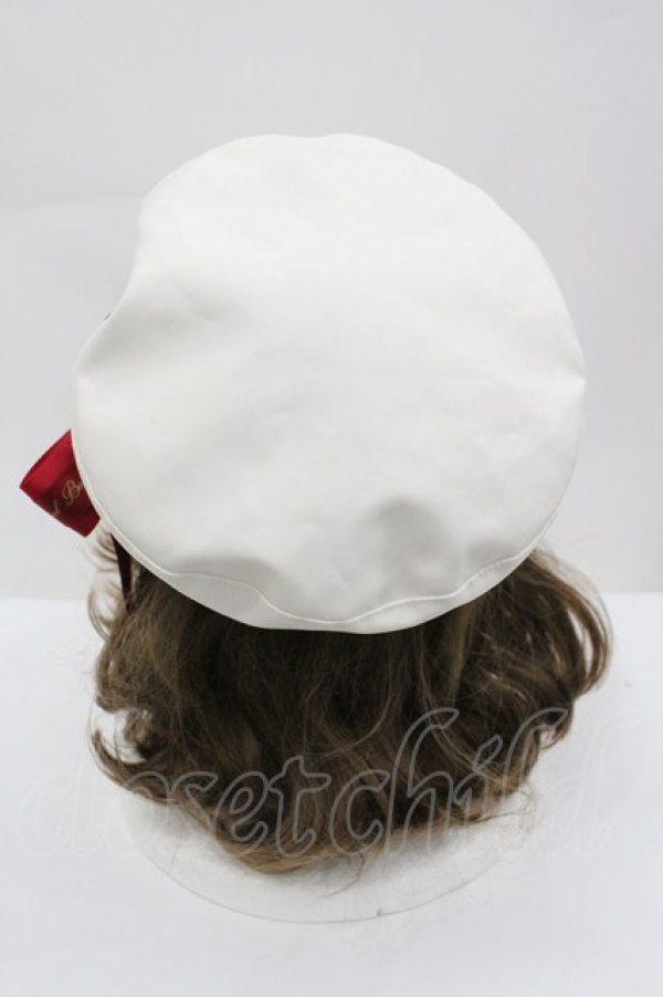 画像3: Amavel / ロゴリボンブローチ付きベレー帽  アイボリーｘ赤 I-26-02-25-102-CA-AC-SA-ZI (3)