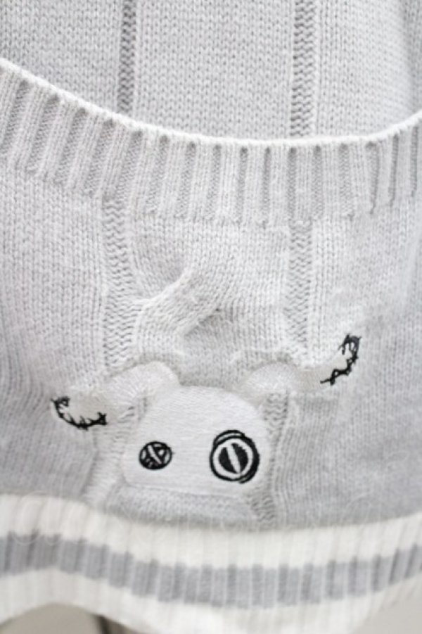 画像3: NieR Clothing / NIIERちゃん刺繍ニットカーディガン  グレーＸ白 I-26-02-25-010-PU-TO-SA-ZI (3)