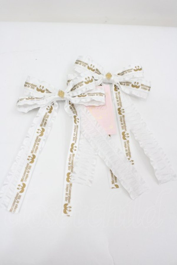画像1: metamorphose / スワンロゴリボンクリップ(2個SET)  白 I-26-02-25-112-ME-AC-SA-ZI (1)