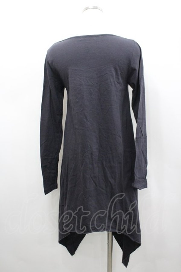 画像3: BPN / フロント編み上げ&サイドレースプリントカットソー  グレーＸ黒 I-26-02-25-011-GO-TO-SA-ZI (3)