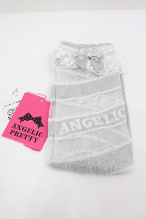 画像: Angelic Pretty / ストライプキャンディクルー丈ソックス  シルバー I-26-02-25-121-AP-ZA-SA-ZI