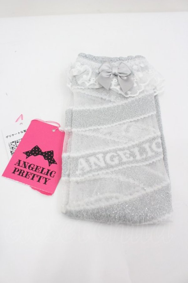 画像1: Angelic Pretty / ストライプキャンディクルー丈ソックス  シルバー I-26-02-25-121-AP-ZA-SA-ZI (1)