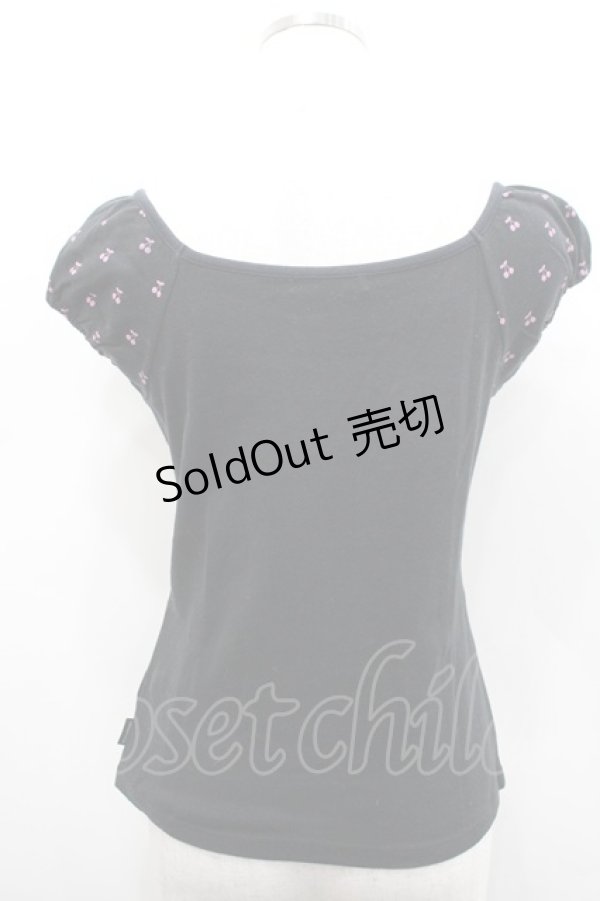 画像3: PUTUMAYO / チェリー&キャットプリントラグランカットソー  黒Ｘピンク I-26-02-25-012-PT-TO-SA-ZI (3)