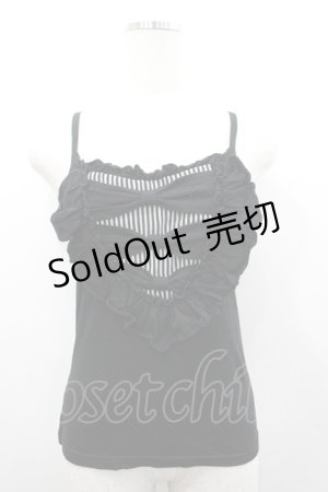 画像: BPN / ストライプリボンキャミトップス  黒 I-26-02-25-013-GO-TO-SA-ZI