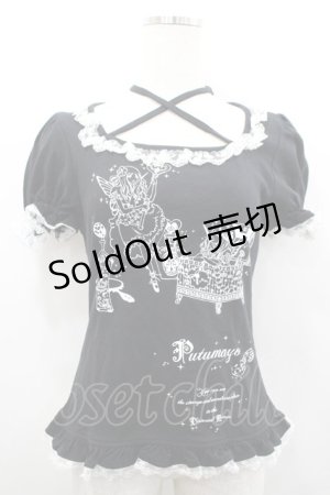 画像: PUTUMAYO / 妖精プリント半袖カットソー  黒Ｘ白 I-26-02-25-014-PT-TO-SA-ZI