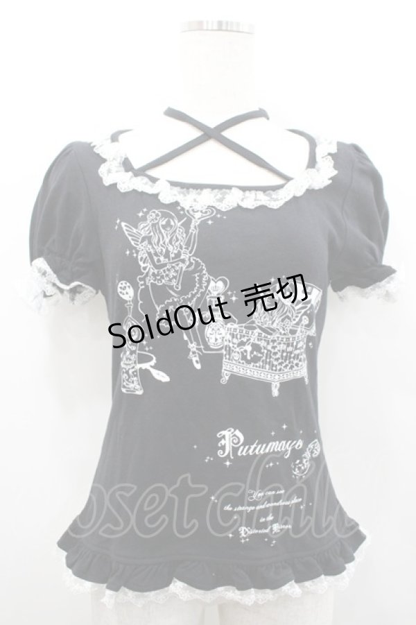 画像1: PUTUMAYO / 妖精プリント半袖カットソー  黒Ｘ白 I-26-02-25-014-PT-TO-SA-ZI (1)